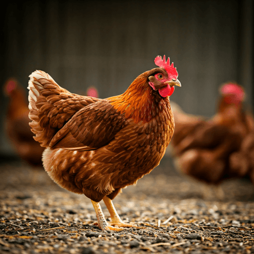 Free range chicken on farm